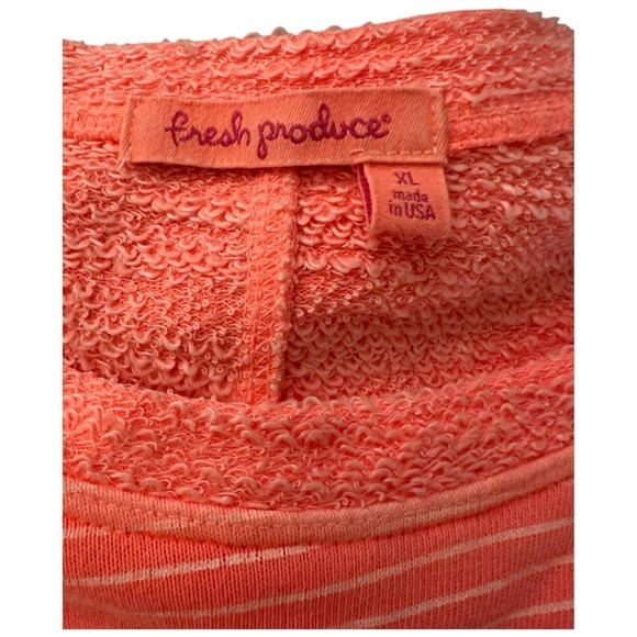 Fresh Produce Coral Striped Terry Knit Pullover‎ Top – Size XL – Made in USA - Picture 4 of 5